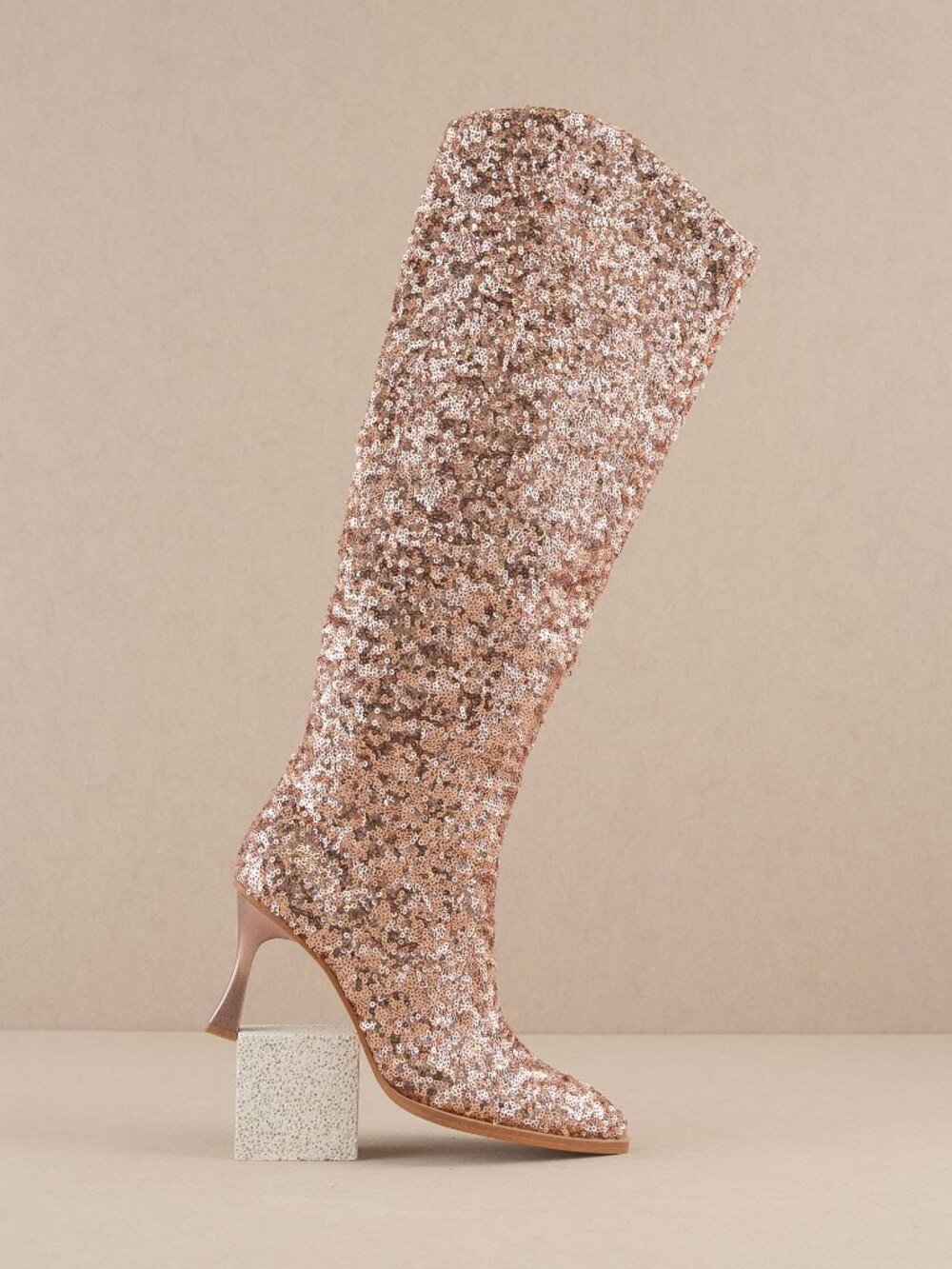 Size US 8.5 The Jewel Rose Gold | Knee High Sequin Boot - Picture 3 of 4